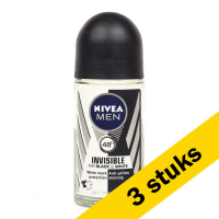 Nivea Aanbieding: 3x Nivea deoroller Invisible Power Black & White for Men (50 ml)  SNI05205