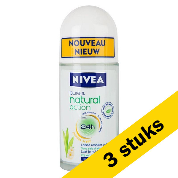 Aanbieding: 3x Nivea deoroller Pure & Natural Jasmine (50 ml) SNI05219 - 1