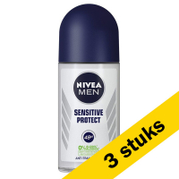 Nivea Aanbieding: 3x Nivea deoroller Sensitive Protect for Men (50 ml)  SNI05316