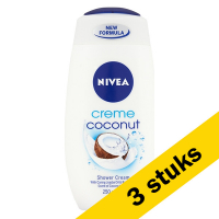 Nivea Aanbieding: 3x Nivea douchecreme soft care  shower Coconut & jojoa oil (250 ml)  SNI05329