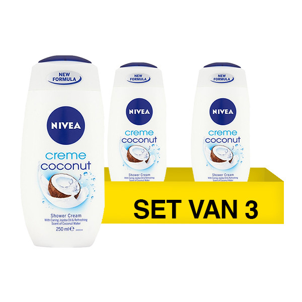 Nivea Aanbieding: 3x Nivea douchecreme soft care shower Coconut & jojoba oil (250 ml)  SNI05329 - 1