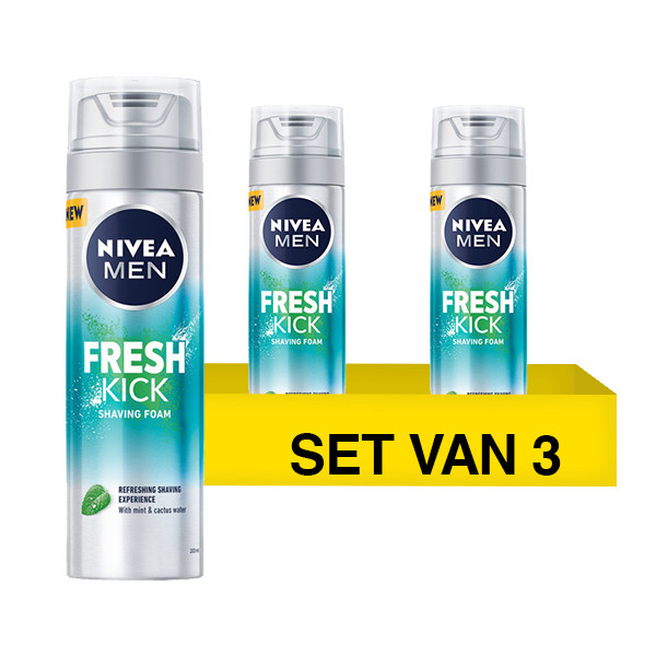 Nivea Aanbieding: 3x Nivea men scheerschuim Fresh Kick (200 ml)  SNI05384 - 1