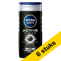 Nivea Aanbieding: 6x Nivea Active Clean douchegel for men (250 ml)  SNI06045
