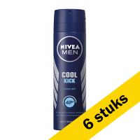 Nivea Aanbieding: 6x Nivea deodorant spray Cool Kick for men (150 ml)  SNI06066