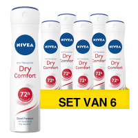 Aanbieding: 6x Nivea deodorant spray Dry Comfort (150 ml) SNI06102