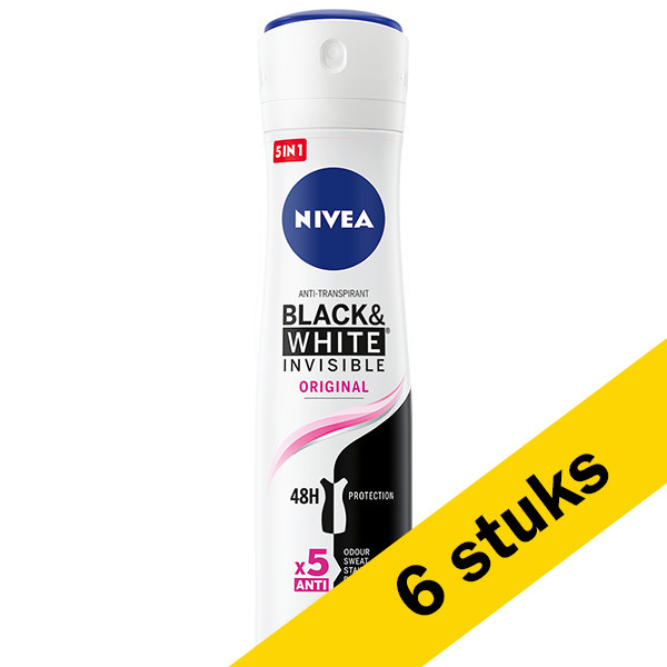 Aanbieding: 6x Nivea deodorant spray Invisible Black & White Original (150 ml) SNI06105 - 1