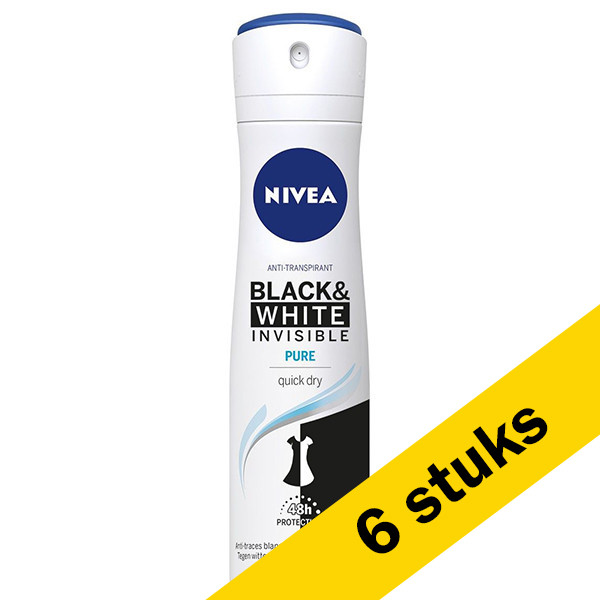 Aanbieding: 6x Nivea deodorant spray Invisible Black & White Pure (150 ml) SNI06106 - 1