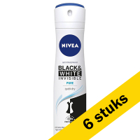 Aanbieding: 6x Nivea deodorant spray Invisible Black & White Pure (150 ml) SNI06106