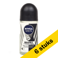 Nivea Aanbieding: 6x Nivea deoroller Invisible Power Black & White for Men (50 ml)  SNI06069