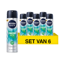 Nivea Aanbieding: 6x Nivea men deodorant spray Fresh Kick (150 ml)  SNI06113