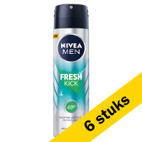 Nivea Aanbieding: 6x Nivea men deodorant spray Fresh Kick (150 ml)  SNI06113
