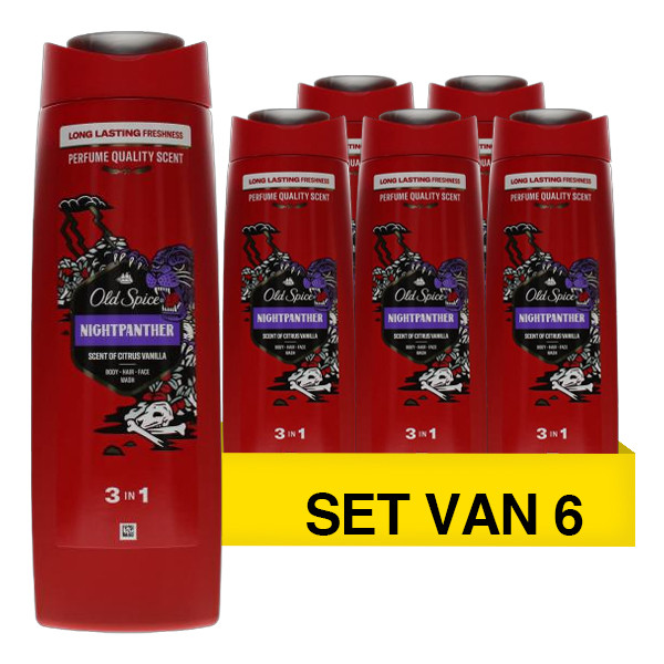 Aanbieding: Old Spice Nightpanther 3 In 1 Body Hair Face Wash (6 stuks à 400 ml) SOL00153 - 1