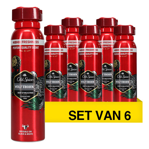 Aanbieding: Old Spice Wolfthorn Deodorant Body Spray (6 stuks à 150 ml) SOL00159 - 1