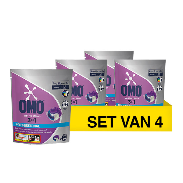 Aanbieding: Omo Pro Formula ActiveClean 3in1 Caps (4 zakken - 320 stuks) SOM00078 - 1