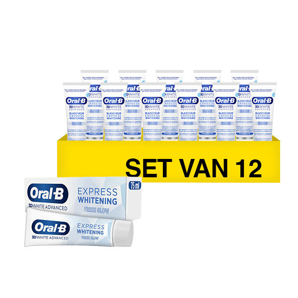 Oral-B Aanbieding: Oral-B Tandpasta 3D White Advanced Express Whitening Fresh Glow (12 stuks – 75 ml)  SOR00201 - 1