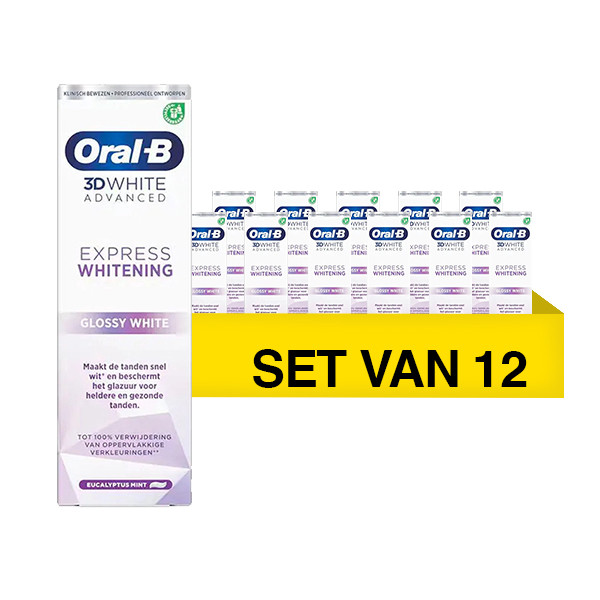 Oral-B Aanbieding: Oral-B Tandpasta 3D White Advanced Express Whitening Glossy White (12 stuks – 75 ml)  SOR00203 - 1