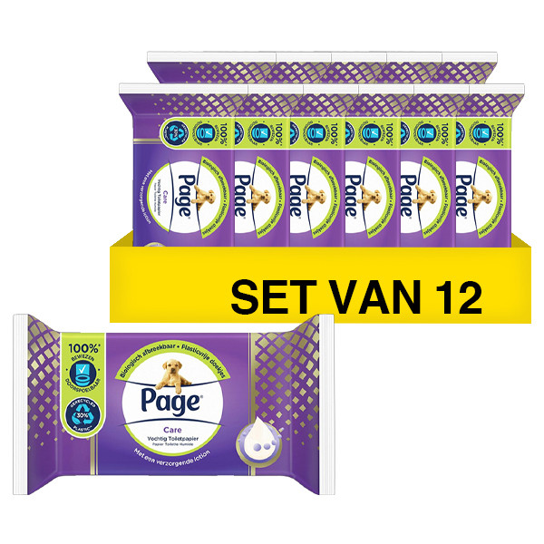 Aanbieding: Page Care Vochtig Toiletpapier (12 verpakkingen à 38 stuks) SPA00278 - 1