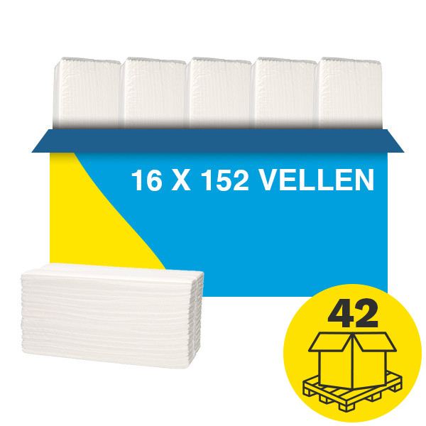 Palletvoordeel: C-vouw handdoeken 2-laags | 672 pakken | 123schoon huismerk | Geschikt voor Tork H3 dispenser SDR02052 - 1