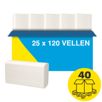 Palletvoordeel: Gevouwen handdoeken 2-laags | 1000 pakken | 123schoon huismerk | Geschikt voor Tork H2 dispenser SDR02051