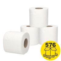 Palletvoordeel: Toiletpapier 2-laags | 576 x 4 rollen | 123schoon huismerk | Geschikt voor Tork T4 dispenser SDR02066