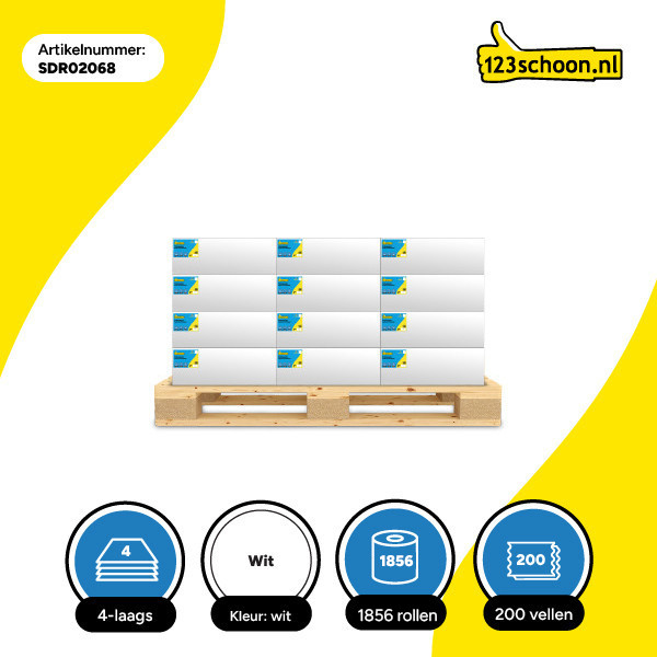 Palletvoordeel: Toiletpapier 4-laags | 232 x 8 rollen | 123schoon huismerk | Geschikt voor Tork T4 dispenser SDR02068 - 2