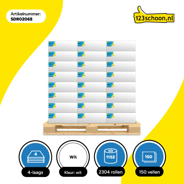 Palletvoordeel: Toiletpapier 4-laags | 288 x 8 rollen | 123schoon huismerk | Geschikt voor Tork T4 dispenser SDR02068 - 2