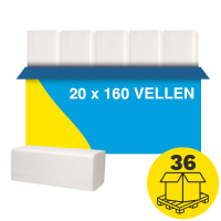 Palletvoordeel: Z-vouw handdoeken 2-laags | 720 pakken | 123schoon huismerk | Geschikt voor Tork T3 dispenser SDR02047