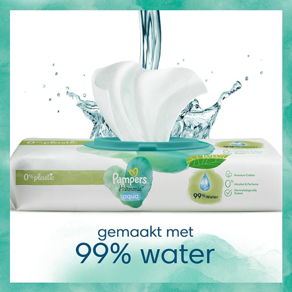 Pampers billendoekjes Harmonie Aqua | 672 doekjes | 0% plastic | 99% water (14x 48 stuks) SPA04042 - 3