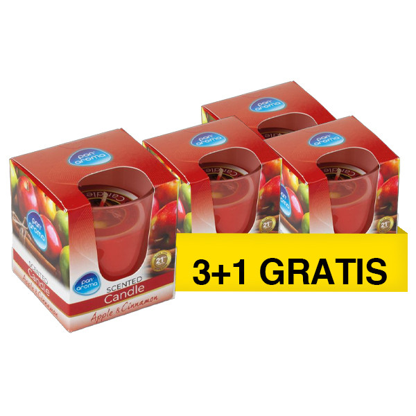 Aanbieding: Pan Aroma Geurkaars Apple & Cinnamon 265 g (3+1 gratis) SPA04297 - 1