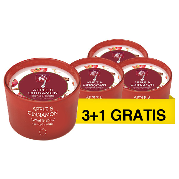 Aanbieding: Pan Aroma Geurkaars Apple & Cinnamon 85 g (3+1 gratis) SPA04441 - 1
