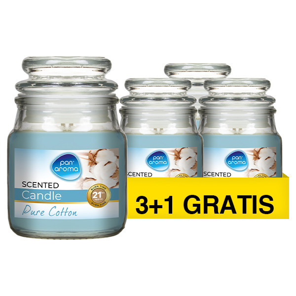 Aanbieding: Pan Aroma Geurkaars Met Deksel Pure Cotton 215 g (3+1 gratis) SPA04287 - 1