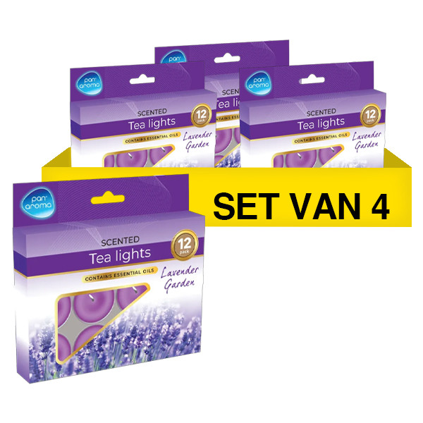 Aanbieding: Pan Aroma Lavender Garden Waxinelichtjes 12 stuks (3+1 gratis) SPA04355 - 1