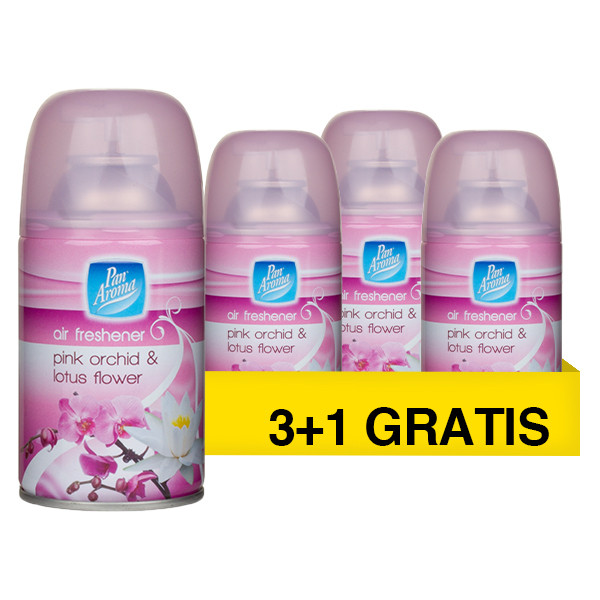 Aanbieding: Pan Aroma Luchtverfrisser Pink Orchid & Lotus Flower Navulling (4 stuks à 250 ml) SPA04409 - 1