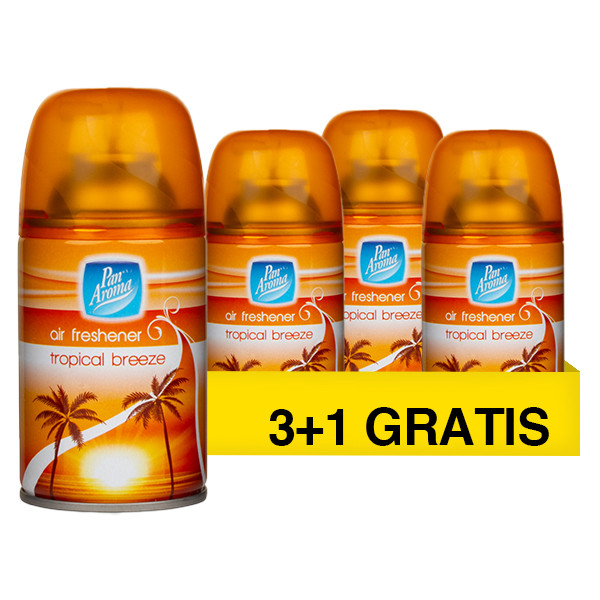 Aanbieding: Pan Aroma Luchtverfrisser Tropical Breeze Navulling (4 stuks à 250 ml) SPA04413 - 1