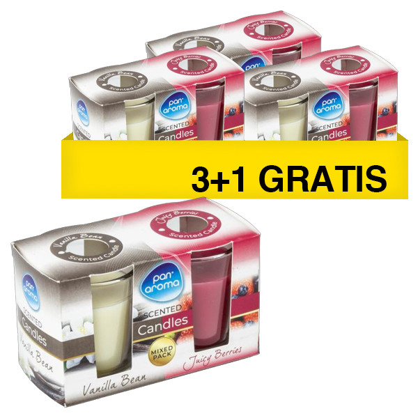 Aanbieding: Pan Aroma Mixed Pack Geurkaarsenset Juicy Berries & Vanilla Bean 2 stuks (3+1 gratis) SPA04257 - 1
