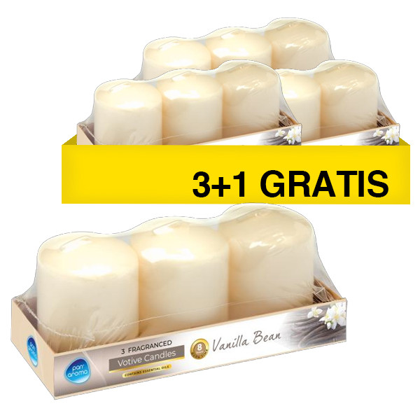 Aanbieding: Pan Aroma Votive Geurkaarsenset Vanilla Bean (3+1 gratis) SPA04293 - 1