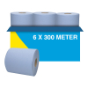 Papieren handdoekrollen 1-laags | 6 x 300m | Blauw | 123schoon huismerk | Geschikt voor Tork M2 dispenser SDR02028 - 1