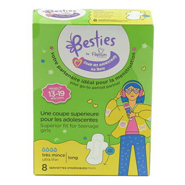 Papillon Besties Teens maandverband 8st ultra dun met vleugeltjes Regular 13-19 jaar SPA04248 - 1