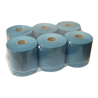 Poetspapier 1-laags | 6 x 300m | Blauw | 123schoon huismerk | Geschikt voor Tork M2 dispenser  SDR02028