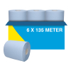 Poetspapier 2-laags | 6 x 135m | Blauw | 123schoon huismerk | Geschikt voor Tork M2 dispenser