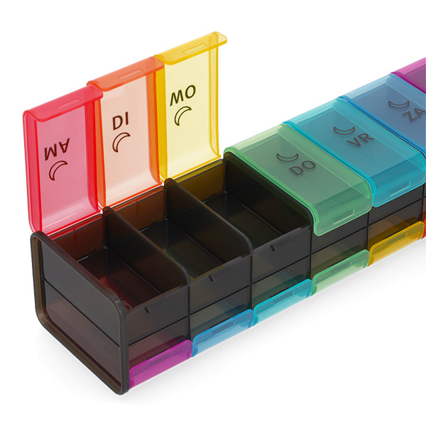 Q-Master Pillendoos | 7 dagen, 2 vakken | Drukknop & Grote vakken (Ochtend/Avond) SQM00001 - 2