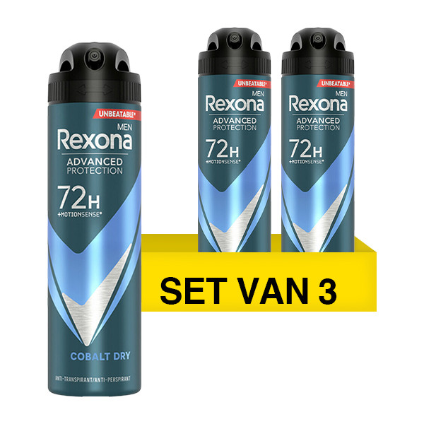 Rexona Aanbieding: 3x Rexona deodorant spray Dry Cobalt for men (150 ml)  SRE00086 - 1