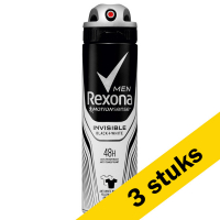 Aanbieding: 3x Rexona deodorant spray Invisible Black & White for men (150 ml) SRE00085