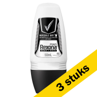 Rexona Aanbieding: 3x Rexona deoroller Invisible Black & White for men (50 ml)  SRE00083