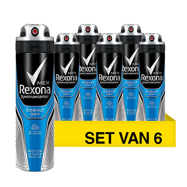 Aanbieding: 6x Rexona deodorant spray Dry Cobalt for men (150 ml) SRE00257 - 1