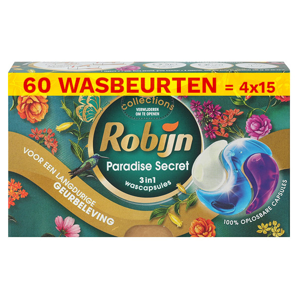 Robijn Aanbieding: Robijn 3in1 Paradise Secret Wascapsules (4 verpakkingen - 60 wasbeurten)  SRO05257 - 1