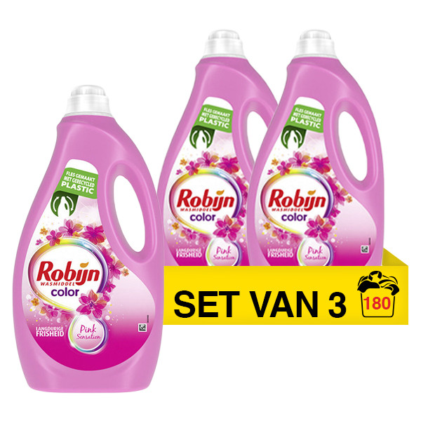 Robijn Aanbieding: Robijn Color vloeibaar wasmiddel Pink Sensation 3 liter (3 flessen - 180 wasbeurten)  SRO05070 - 1