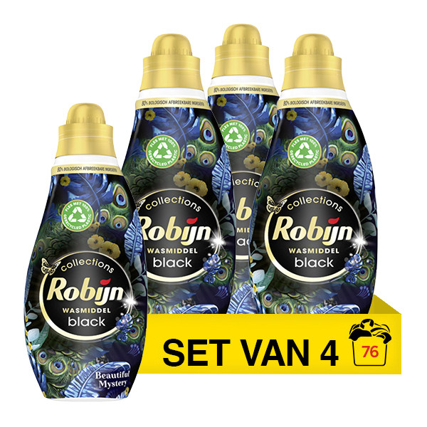 Aanbieding: Robijn Klein & Krachtig Black Velvet Beautiful Mystery Vloeibaar Wasmiddel 665 ml (4 flessen - 76 wasbeurten) SRO05431 - 1