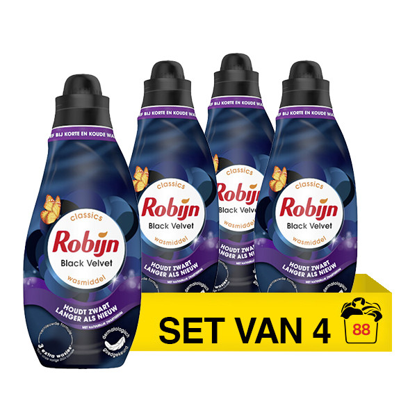 Aanbieding: Robijn Klein & Krachtig Black Velvet Vloeibaar Wasmiddel 665 ml (4 flessen - 88 wasbeurten) SRO05439 - 1