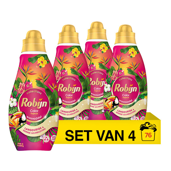 Aanbieding: Robijn Klein & Krachtig Color Tropical Vloeibaar Wasmiddel 665 ml (4 flessen - 76 wasbeurten) SRO05434 - 1